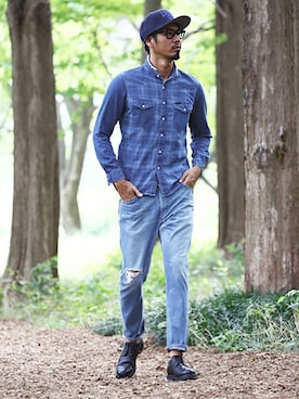 「インディゴデニム」｜JEEさん（メンズ・182cm）の秋コーディネート