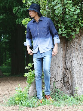 Gradation Denim Shirt グラデーションシャツを使ったメンズ人気ファッションコーディネート Wear