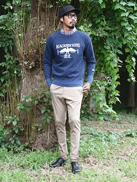 「The DUFFER of ST.GEORGE（ザダファーオブセントジョージ）のアイテム（キャップ）」を使った、JEEさん（メンズ・182cm）の秋コーディネート