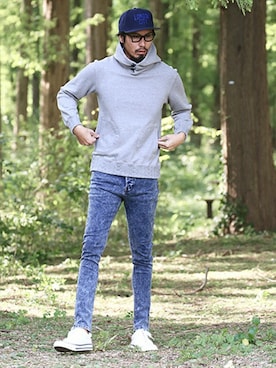 「The DUFFER of ST.GEORGE（ザダファーオブセントジョージ）のアイテム（キャップ）」を使った、JEEさん（メンズ・182cm）の冬コーディネート