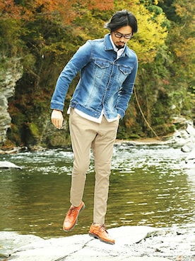 「The DUFFER of ST.GEORGE（ザダファーオブセントジョージ）のアイテム（ジャケット/アウター）」を使った、JEEさん（メンズ・182cm）の冬コーディネート