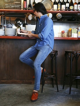 「The DUFFER of ST.GEORGE（ザダファーオブセントジョージ）のアイテム（シューズ）」を使った、JEEさん（メンズ・182cm）の冬コーディネート