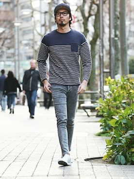 「The DUFFER of ST.GEORGE（ザダファーオブセントジョージ）のアイテム（キャップ）」を使った、JEEさん（メンズ・182cm）の冬コーディネート