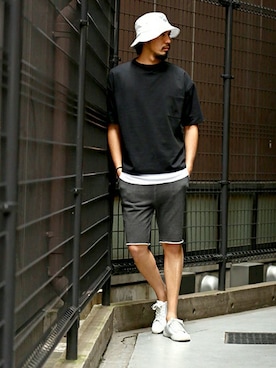 「The DUFFER of ST.GEORGE（ザダファーオブセントジョージ）のアイテム（帽子）」を使った、JEEさん（メンズ・182cm）の春コーディネート