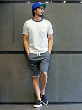 「The DUFFER of ST.GEORGE（ザダファーオブセントジョージ）のアイテム（キャップ）」を使った、JEEさん（メンズ・182cm）の春コーディネート