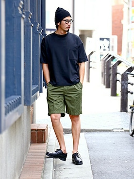 「The DUFFER of ST.GEORGE（ザダファーオブセントジョージ）の"D" WAPEEN KNIT CAP：ワッペンニットキャップ（ニットキャップ/ビーニー）」を使った、JEEさん（メンズ・182cm）の春コーディネート