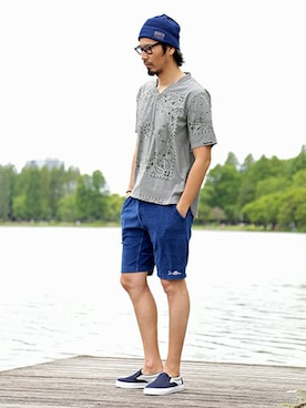 「バンダナ柄」｜JEEさん（メンズ・182cm）の夏コーディネート