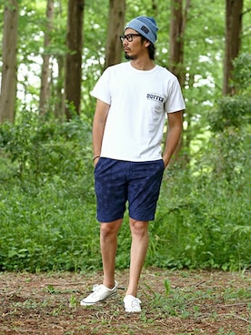 「The DUFFER of ST.GEORGE（ザダファーオブセントジョージ）のアイテム（シューズ）」を使った、JEEさん（メンズ・182cm）の夏コーディネート