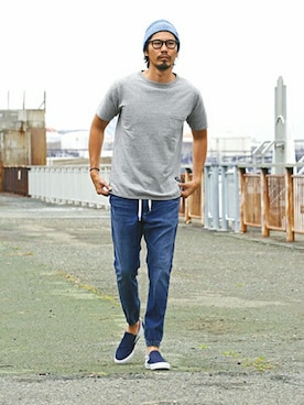 「ジョガーパンツ」｜JEEさん（メンズ・182cm）の夏コーディネート