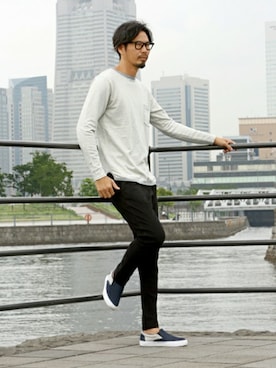 「The DUFFER of ST.GEORGE（ザダファーオブセントジョージ）のアイテム（シューズ）」を使った、JEEさん（メンズ・182cm）の秋コーディネート