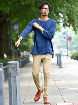 「ルーズフィット」｜「アイテム（スウェット）」を使った、JEEさん（メンズ・182cm）の秋コーディネート