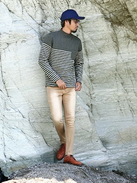 「The DUFFER of ST.GEORGE（ザダファーオブセントジョージ）のアイテム（キャップ）」を使った、JEEさん（メンズ・182cm）の秋コーディネート