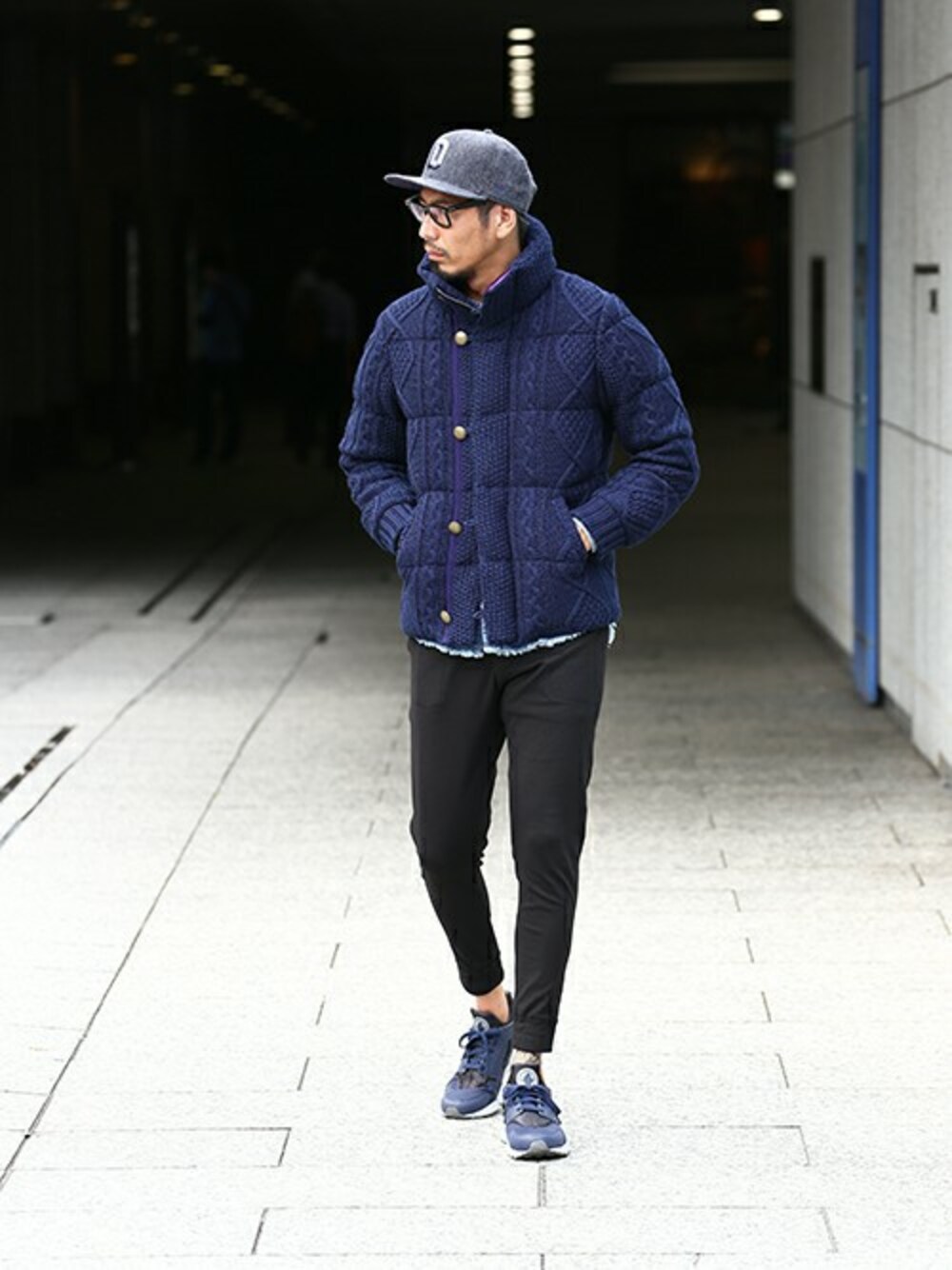 JEEさんの「"attribute" HIGH NECKED INDIGO CABLE KNIT DOWN JACKET：インディゴニットダウン（The DUFFER of ST.GEORGE）」を使ったコーディネート