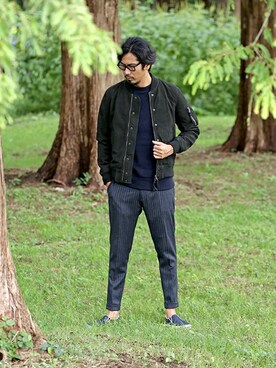 「The DUFFER of ST.GEORGE（ザダファーオブセントジョージ）のアイテム（MA-1）」を使った、JEEさん（メンズ・182cm）の冬コーディネート