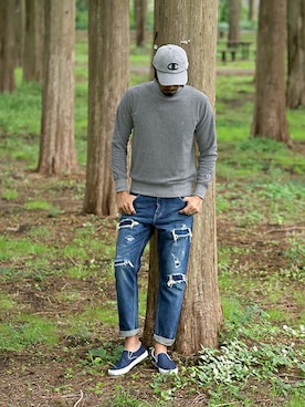 「The DUFFER of ST.GEORGE（ザダファーオブセントジョージ）のアイテム（シューズ）」を使った、JEEさん（メンズ・182cm）の冬コーディネート