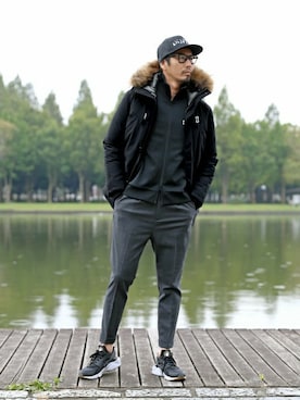 「The DUFFER of ST.GEORGE（ザダファーオブセントジョージ）のアイテム（ダウンジャケット/コート）」を使った、JEEさん（メンズ・182cm）の冬コーディネート