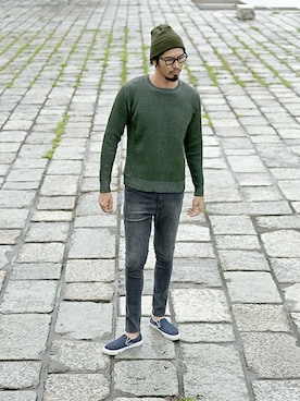 「The DUFFER of ST.GEORGE（ザダファーオブセントジョージ）のアイテム（シューズ）」を使った、JEEさん（メンズ・182cm）の冬コーディネート