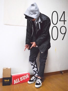 「MOOKEE by Yuskeのアイテム（パンツ）」を使った、dacciさん（メンズ・165cm）の春コーディネート