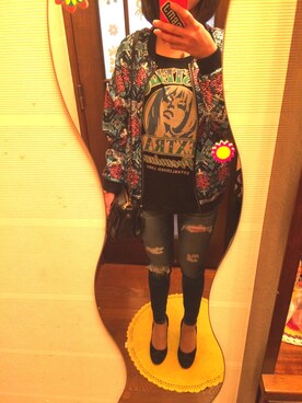 「H&M DIVIDED（エイチアンドエム　ディヴァイデッド）のアイテム（ナイロンジャケット）」を使った、minokinocoさん（レディース・155cm）の春コーディネート