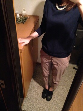 「URBAN RESEARCH（アーバンリサーチ）のアイテム（ニット/セーター、ブルー系）」を使った、み のさん（レディース・155cm）の秋コーディネート