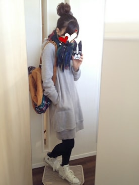 「POLO RALPH LAUREN（ポロ ラルフ ローレン）のジュニア ポロ ラルフローレン POLO CARSON HI（スニーカー）」を使った、yuzuさん（レディース・152cm）の秋コーディネート