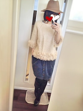 「G.V.G.V.（ジーヴィージーヴィー）のアイテム（ポンチョ）」を使った、yuzuさん（レディース・152cm）の冬コーディネート