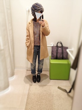 「SEVENDAYS=SUNDAY（セブンデイズサンデイ）のアイテム（チェスターコート）」を使った、yuzuさん（レディース・152cm）の冬コーディネート