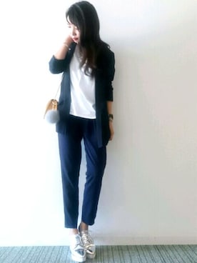 「しまむら（シマムラ）のアイテム（その他パンツ）」を使った、𝓅𝑜𝒸𝑜さん（レディース・156cm）の秋コーディネート