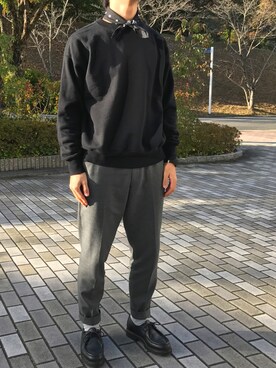 「パラブーツ」｜「アイテム（スウェット）」を使った、ちょくたろうさん（メンズ・173cm）の秋コーディネート