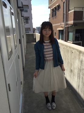 「ブレスレット」｜「アイテム（デニムジャケット）」を使った、Bakuさん（レディース・164cm）の春コーディネート