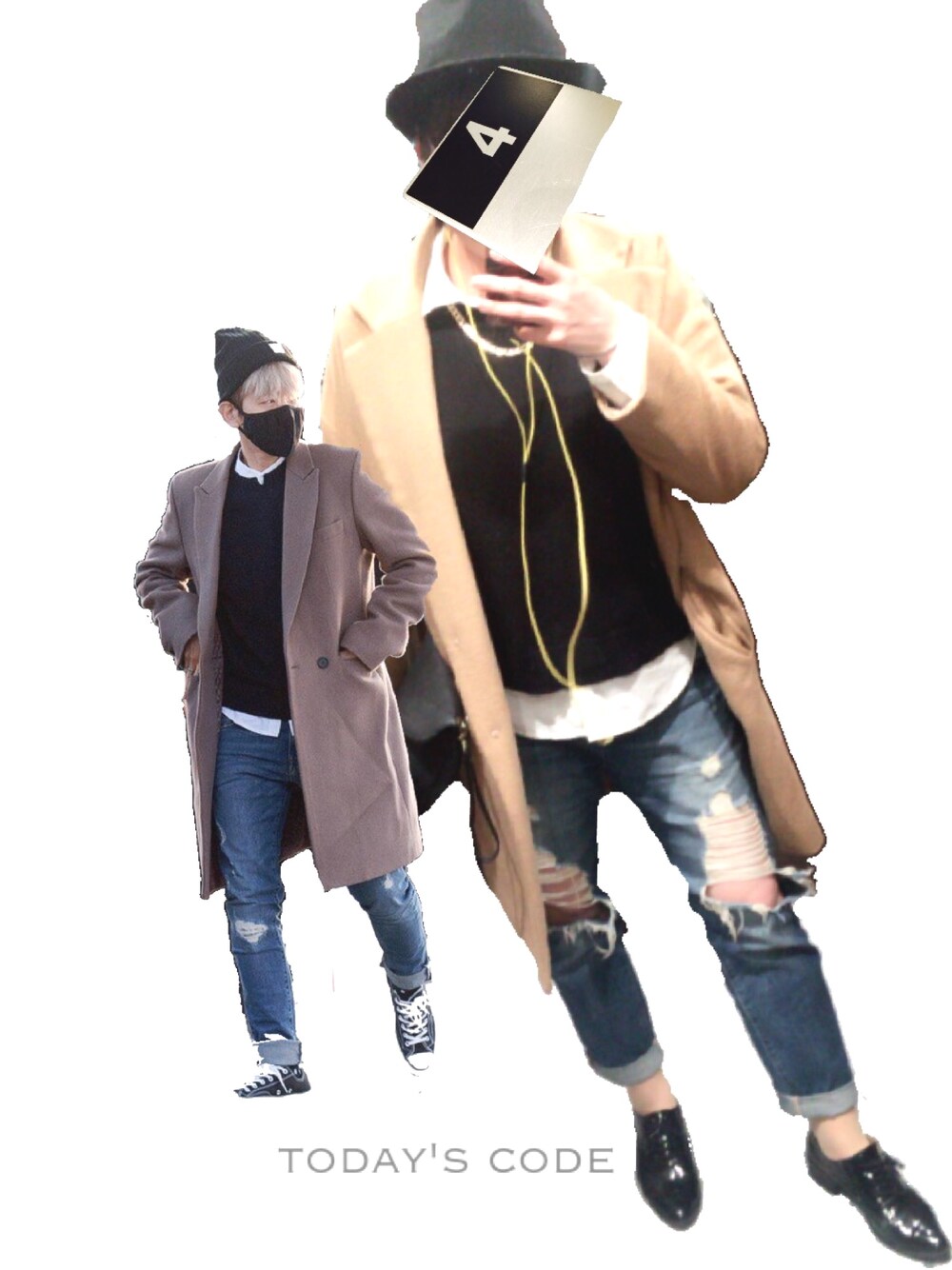 「BAEKHYUN、ジーナシス、ボーイフレンドデニム」｜「JEANASISのBIGチェスターコート/554635（チェスターコート、ベージュ系）」を使った、cham.さん（レディース・162cm）の冬コーディネートの1枚目の写真