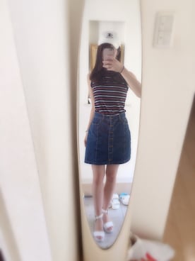 「ノースリーブニット」｜「アイテム（キャップ）」を使った、runa lunaさん（レディース・164cm）の夏コーディネート