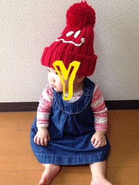 「デニムワンピース」｜「アイテム（つなぎ/オールインワン）」を使った、ゆずさん（キッズ・70cm）の秋コーディネート