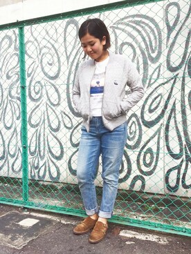 「Design Tshirts Store graniph（デザイン　ティーシャツ　ストア　グラニフ）のアイテム（MA-1）」を使った、TAKIZAWAさん（レディース・167cm）の冬コーディネート