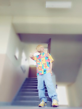 「ゆるパンツ」｜なかぽーん。さん（メンズ・167cm）の夏コーディネート