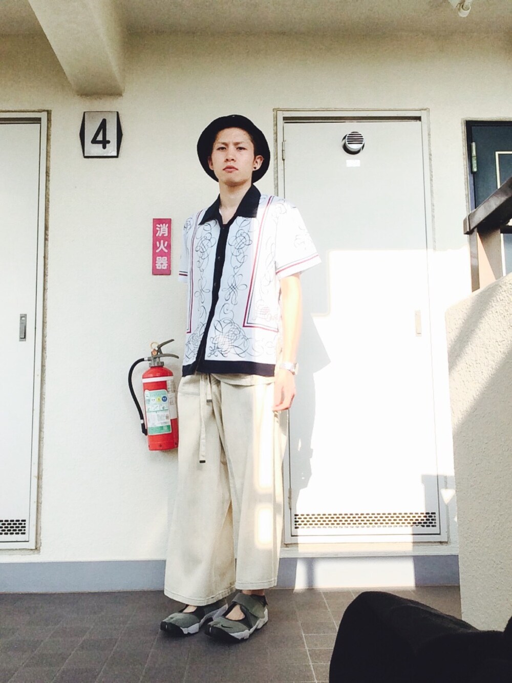 「チャレンジコーデ」｜「古着のアイテム（シャツ/ブラウス、ブルー系）」を使った、kazukiさん（メンズ・175cm）の夏コーディネートの1枚目の写真