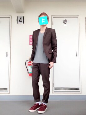 「お正月」｜「アイテム（スラックス）」を使った、kazukiさん（メンズ・175cm）の冬コーディネート