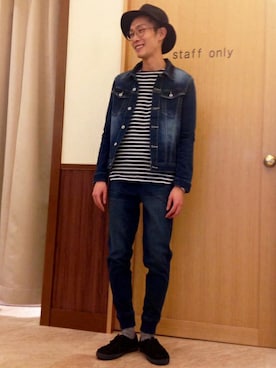 「バレンタインデートスタイル」｜「アイテム（デニムジャケット）」を使った、ナカジさん（メンズ・173cm）の冬コーディネート