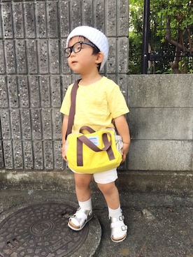 「stample（スタンプル）のアイテム（バッグ）」を使った、なつさん（キッズ・100cm）の夏コーディネート