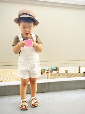 「GLOBAL WORK（グローバルワーク）のアイテム（オールインワン・サロペット）」を使った、なつさん（キッズ・100cm）の夏コーディネート