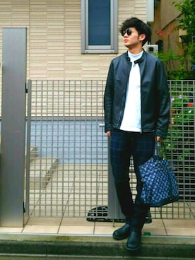 「BEAMS（ビームス）のアイテム（ライダースジャケット）」を使った、ryo _kumamoto_さん（メンズ・178cm）の秋コーディネート
