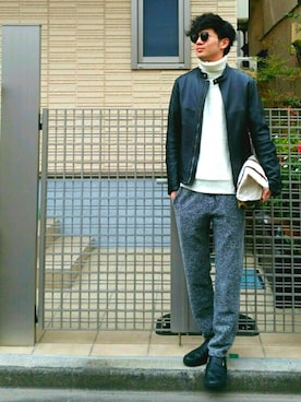 「BEAMS（ビームス）のアイテム（ライダースジャケット）」を使った、ryo _kumamoto_さん（メンズ・178cm）の秋コーディネート