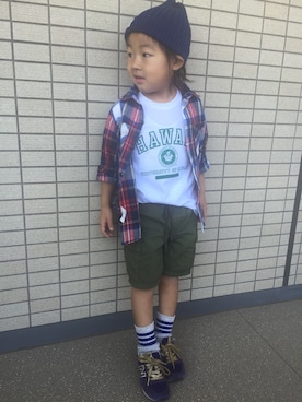 「5歳」｜「アイテム（カーゴパンツ）」を使った、natsu1975さん（キッズ・100cm）の春コーディネート