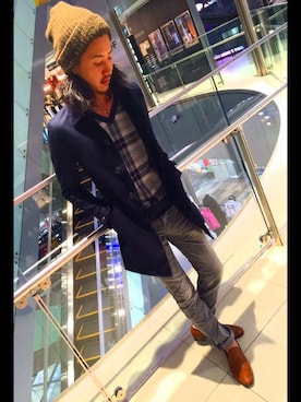 「FUGA（フーガ）のアイテム（ステンカラーコート）」を使った、Muneharu さん（メンズ・171cm）の秋コーディネート