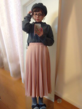 「no brand（ノーブランド）のアイテム（帽子、グレー系）」を使った、●●non●●さん（レディース・151cm）の冬コーディネート