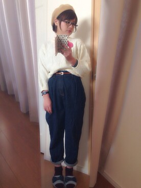 「mystic（ミスティック）のアイテム（帽子、ベージュ系）」を使った、●●non●●さん（レディース・151cm）の冬コーディネート