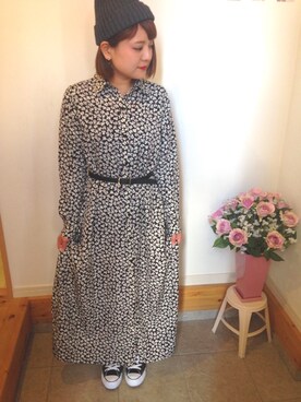 「OUTLET（アウトレット）のアイテム（ワンピース/ドレス、ブラック系）」を使った、●●non●●さん（レディース・151cm）の春コーディネート