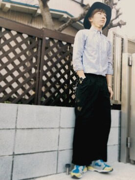 「UNIQLO（ユニクロ）のアイテム（シャツ/ブラウス、ブルー系）」を使った、yasさん（メンズ・170cm）の冬コーディネート