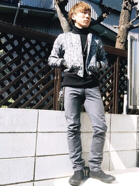 「ZARA（ザラ）のアイテム（ブルゾン、ブラック系）」を使った、yasさん（メンズ・170cm）の冬コーディネート
