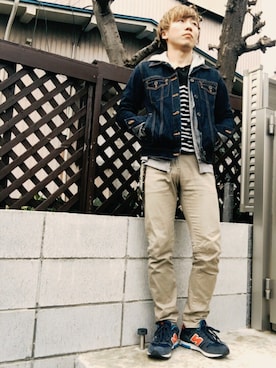「RICO（リコ）のアイテム（デニムジャケット、ブルー系）」を使った、yasさん（メンズ・170cm）の冬コーディネート